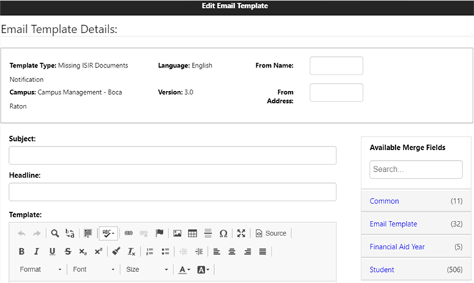 Email Template Details